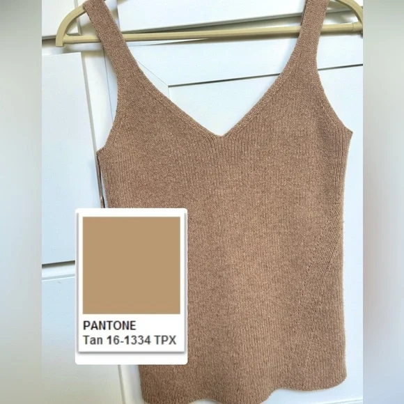 Elegant Tan Knit Tank Top - Picture 2 of 9